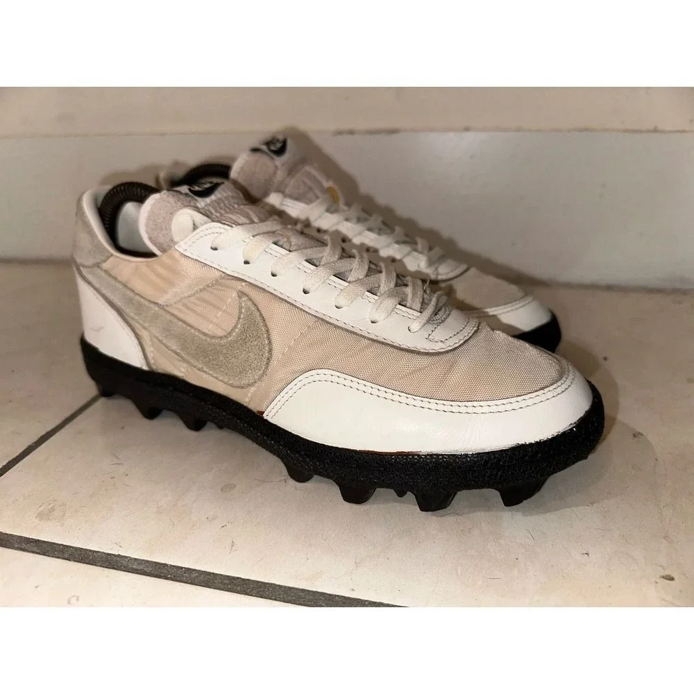 VTG Nike Land Shark Shoes‎ Cleats Mens 9 Baseball White 860305 PA Nylon Cream